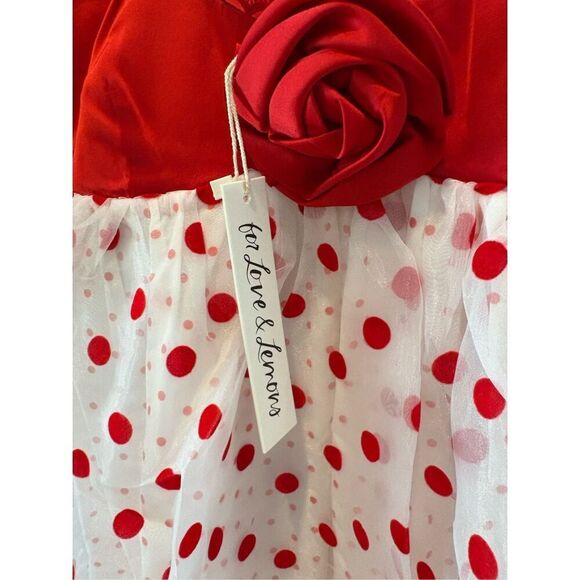 NWT For Love & Lemons Rhoda White & Red Polka Dot Sheer Maxi Dress Size XXS - Picture 9 of 10